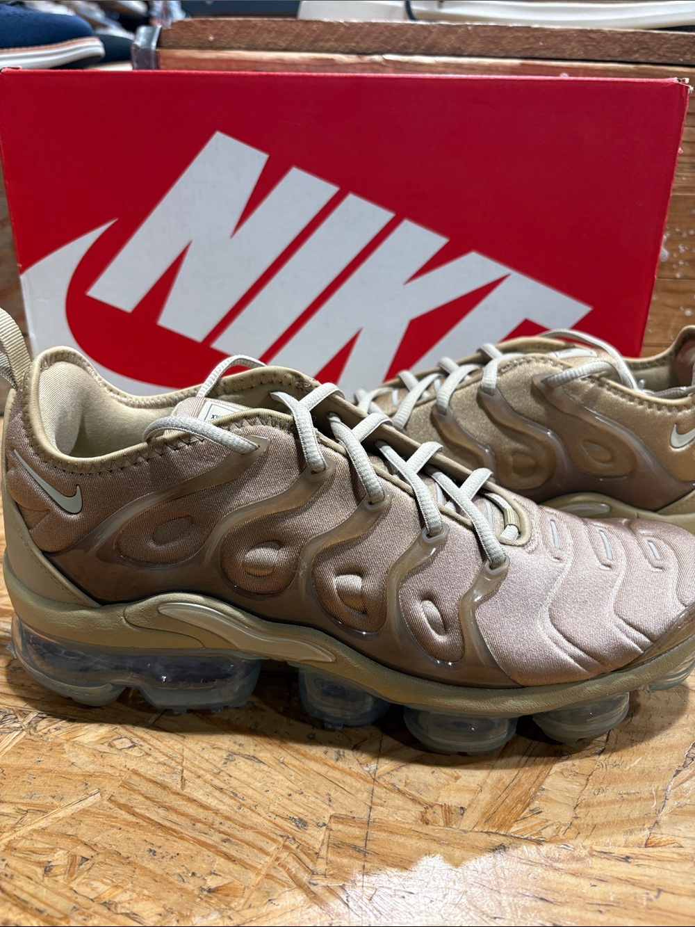 Nike Men’s Tan and Beige VaporMax Plus Sneakers